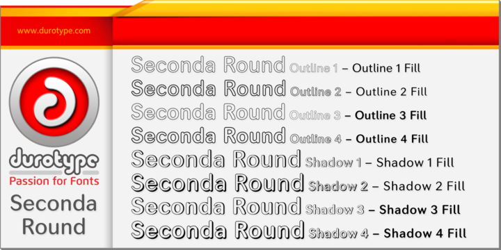 Ejemplo de fuente Seconda Round Shadow 1 Fill